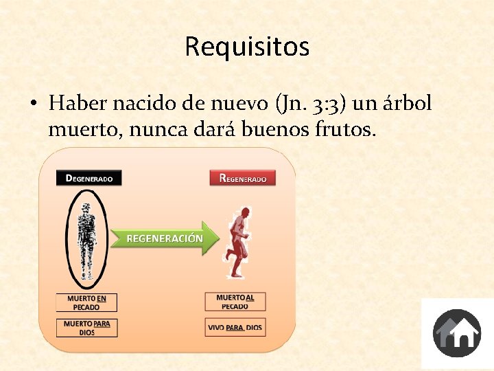 Requisitos • Haber nacido de nuevo (Jn. 3: 3) un árbol muerto, nunca dará