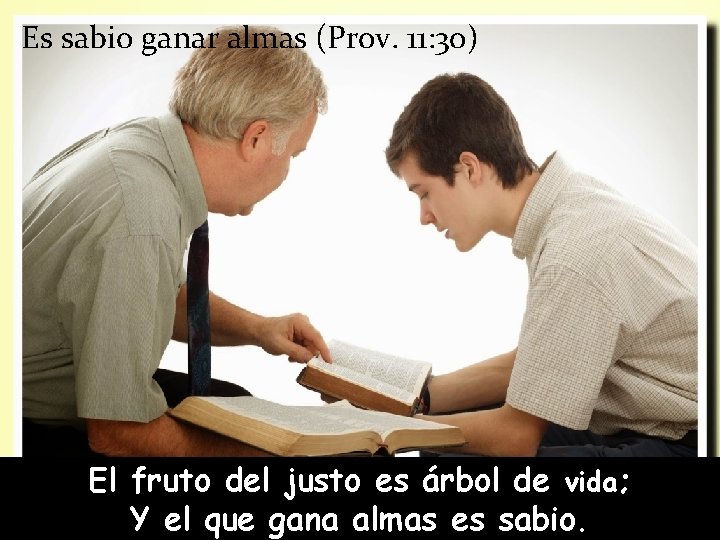Es sabio ganar almas (Prov. 11: 30) El fruto del justo es árbol de