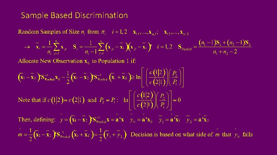 Sample Based Discrimination 