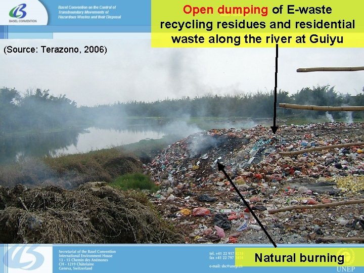 (Source: Terazono, 2006) Open dumping of E-waste recycling residues and residential waste along the