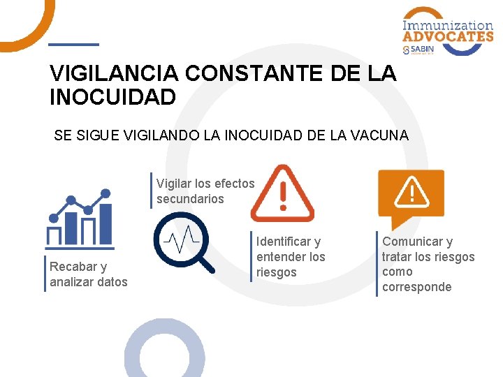 VIGILANCIA CONSTANTE DE LA INOCUIDAD SE SIGUE VIGILANDO LA INOCUIDAD DE LA VACUNA Vigilar