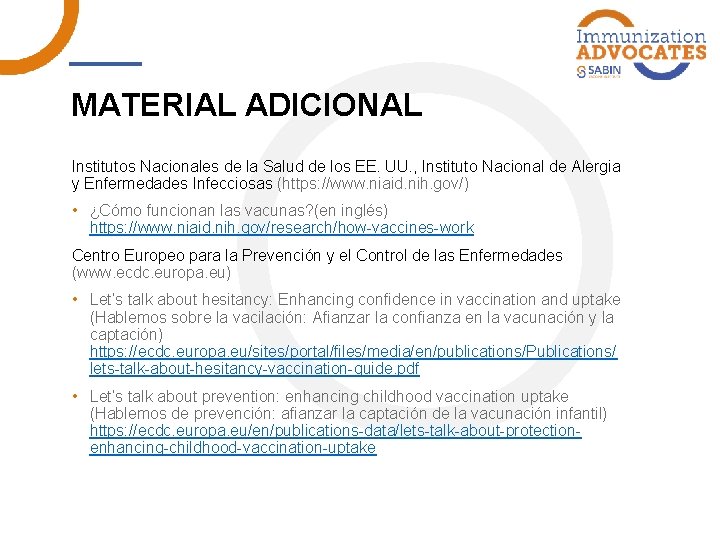 MATERIAL ADICIONAL Institutos Nacionales de la Salud de los EE. UU. , Instituto Nacional