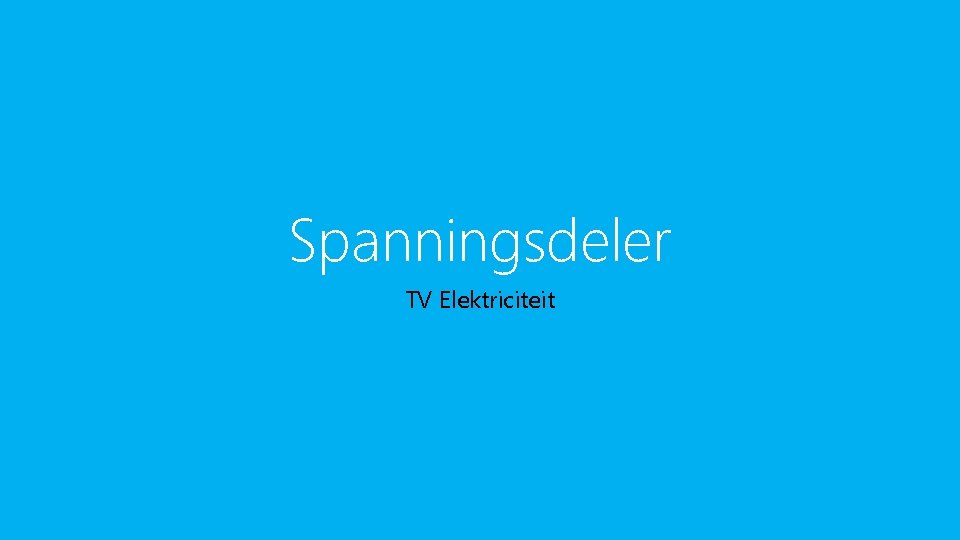 Spanningsdeler TV Elektriciteit 