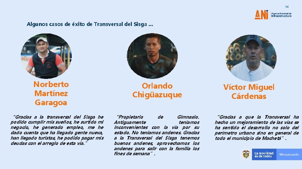 14 Algunos casos de éxito de Transversal del Sisga … Norberto Martínez Garagoa “Gracias 14 Algunos casos de éxito de Transversal del Sisga … Norberto Martínez Garagoa “Gracias