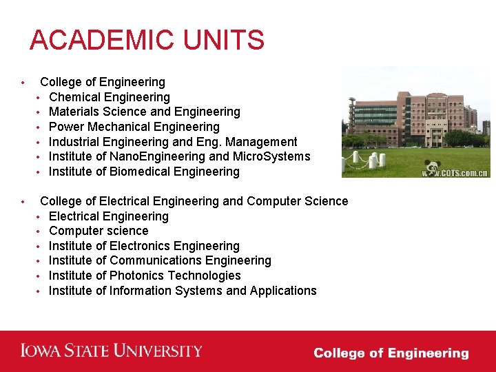 ACADEMIC UNITS • College of Engineering • Chemical Engineering • Materials Science and Engineering ACADEMIC UNITS • College of Engineering • Chemical Engineering • Materials Science and Engineering