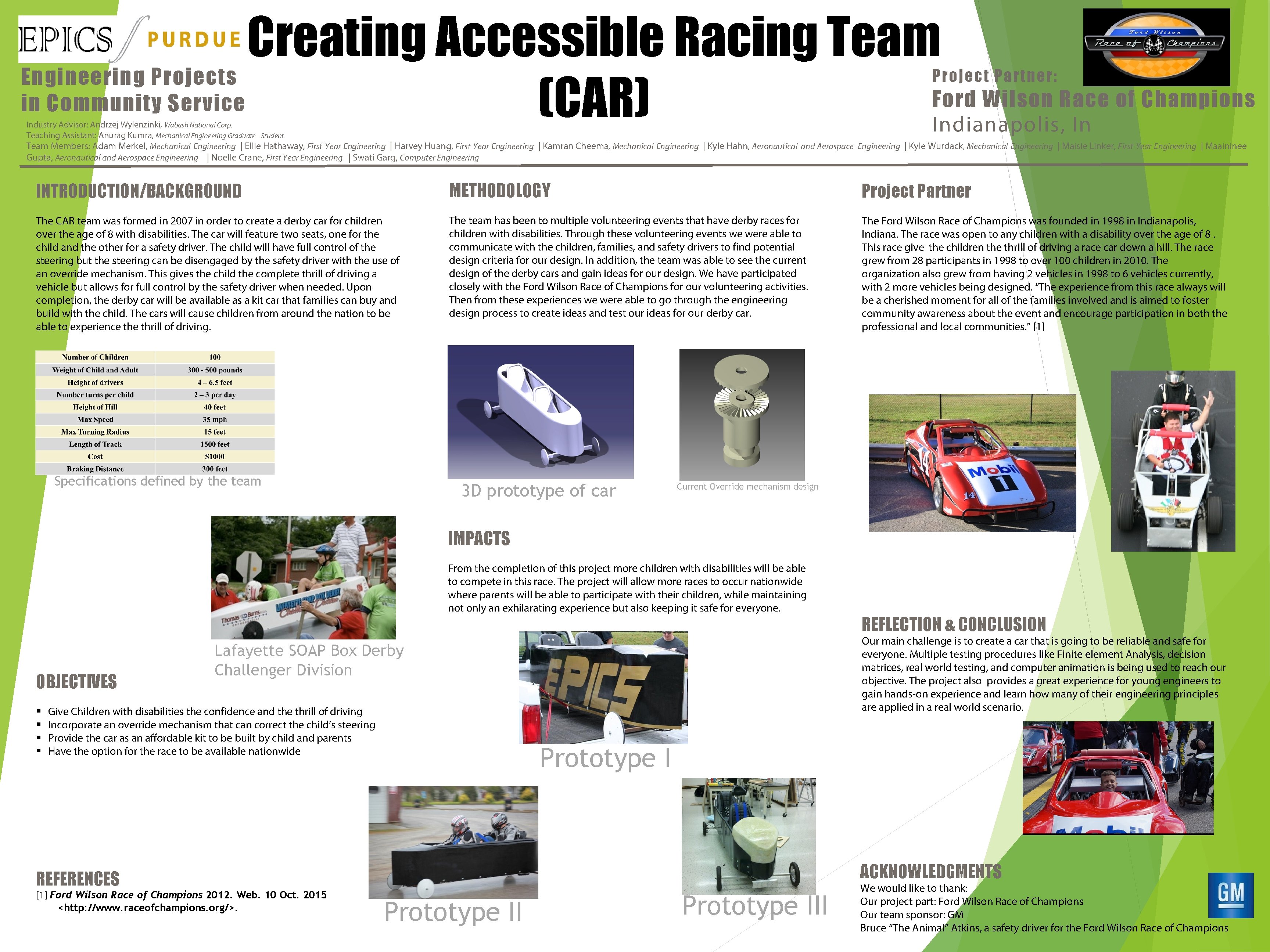Creating Accessible Racing Team Engineering Projects Ford Wilson Race of Champions in Community Service
