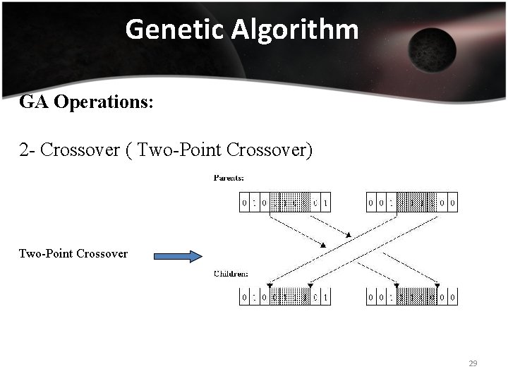 Genetic Algorithm GA Operations: 2 - Crossover ( Two-Point Crossover) Two-Point Crossover 29 