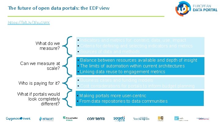 The future of open data portals: the EDP view https: //bit. ly/3 jsu 1
