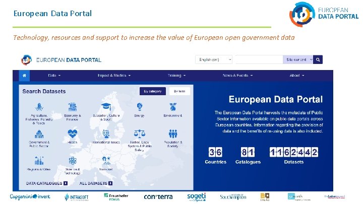European Data Portal Technology, resources and support to increase the value of European open