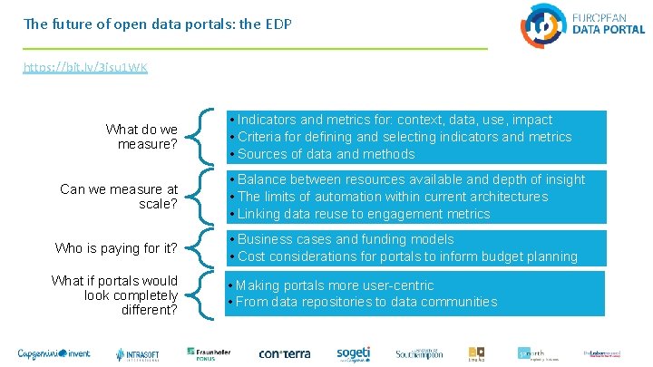 The future of open data portals: the EDP https: //bit. ly/3 jsu 1 WK