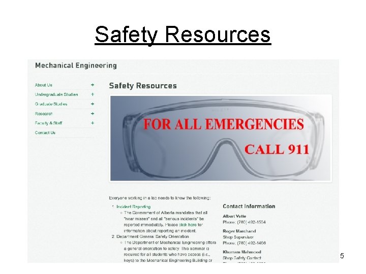 Safety Resources 15 Safety Resources 15