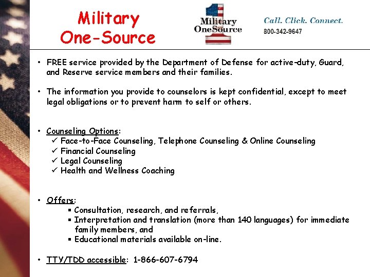Military One-Source • FREE service provided by the Department of Defense for active-duty, Guard,