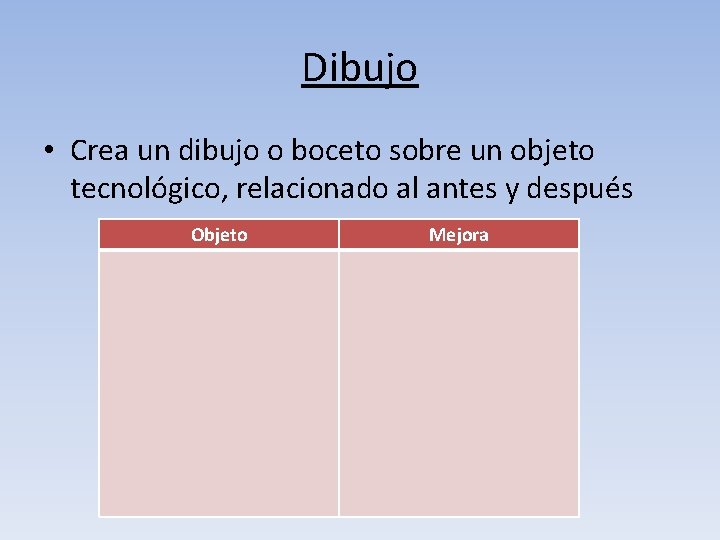 Dibujo • Crea un dibujo o boceto sobre un objeto tecnológico, relacionado al antes