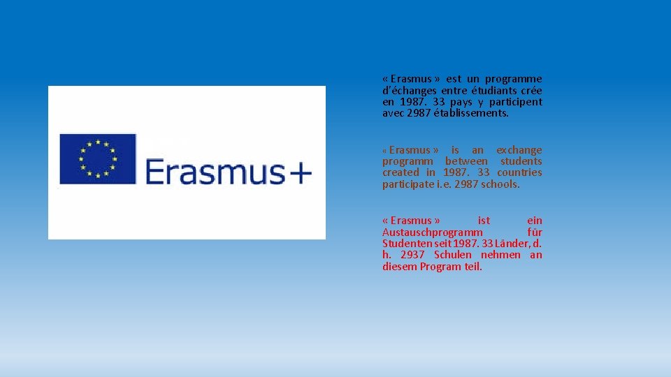  « Erasmus » est un programme d’échanges entre étudiants crée en 1987. 33