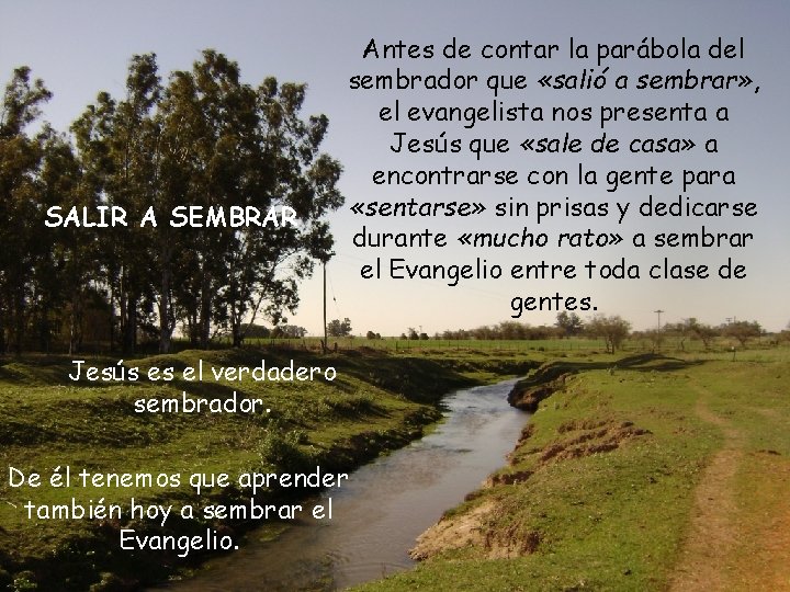 SALIR A SEMBRAR Antes de contar la parábola del sembrador que «salió a sembrar»