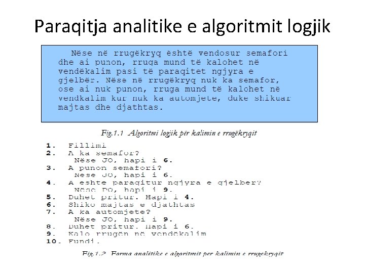 Paraqitja analitike e algoritmit logjik 