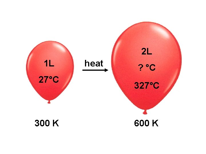 2 L 1 L 27°C 300 K heat ? °C 327°C 600 K 