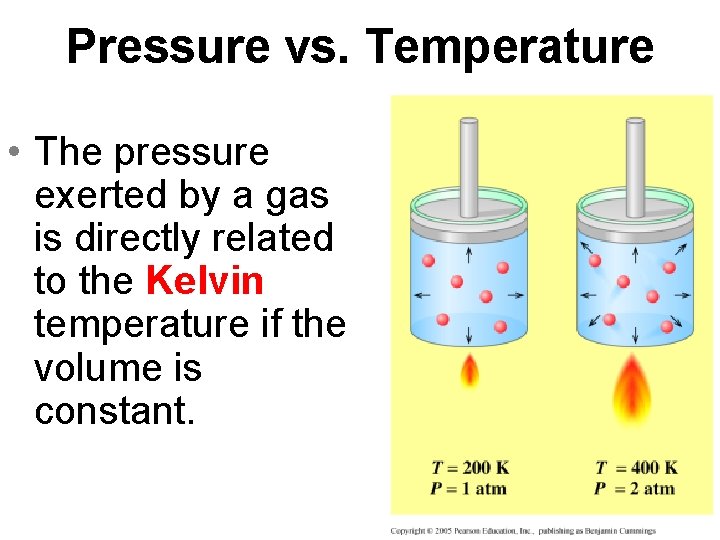 Pressure vs. Temperature • The pressure exerted by a gas is directly related to