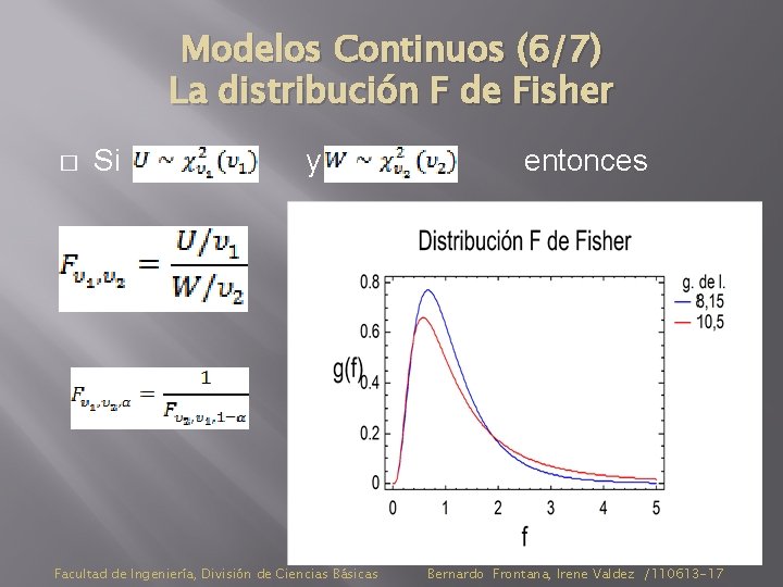 Modelos Continuos (6/7) La distribución F de Fisher � Si y Facultad de Ingeniería,