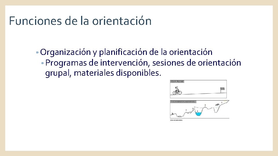 Funciones de la orientación • Organización y planificación de la orientación • Programas de