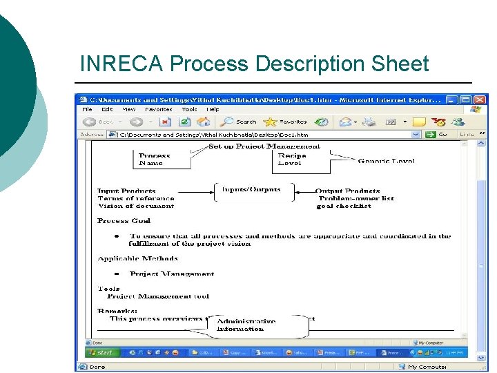 INRECA Process Description Sheet 