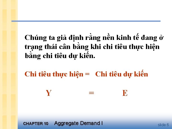 Chúng ta giả định rằng nền kinh tế đang ở trạng thái cân bằng