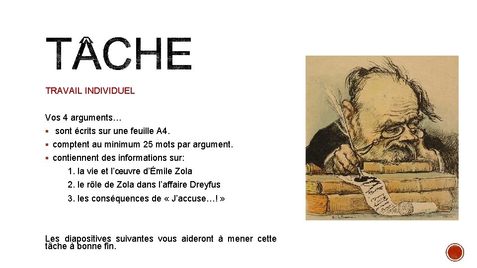 TRAVAIL INDIVIDUEL Vos 4 arguments… § sont écrits sur une feuille A 4. §