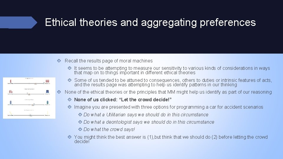 Ethical theories and aggregating preferences Recall the results page of moral machines It seems