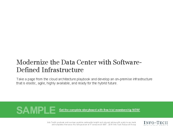 Modernize the Data Center with Software. Defined Infrastructure Take a page from the cloud