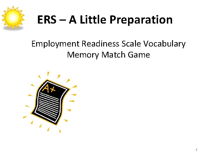 ERS – A Little Preparation Employment Readiness Scale Vocabulary Memory Match Game 4 