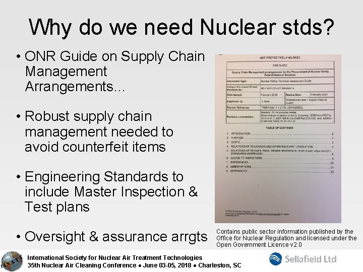 Why do we need Nuclear stds? • ONR Guide on Supply Chain Management Arrangements…