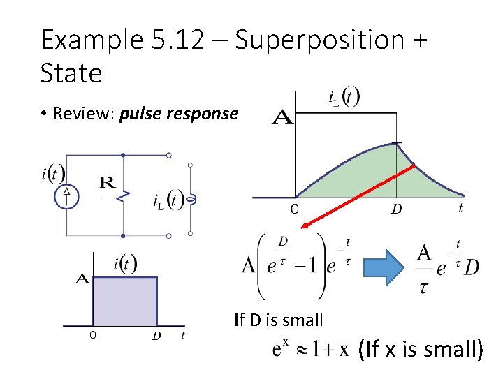 Example 5. 12 – Superposition + State • Review: pulse response If D is