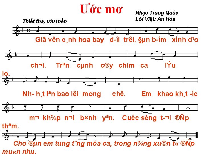 Ước mơ Thiết tha, trìu mến Nhạc Trung Quốc Lời Việt: An Hòa Giã