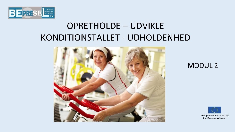 OPRETHOLDE – UDVIKLE KONDITIONSTALLET - UDHOLDENHED MODUL 2 
