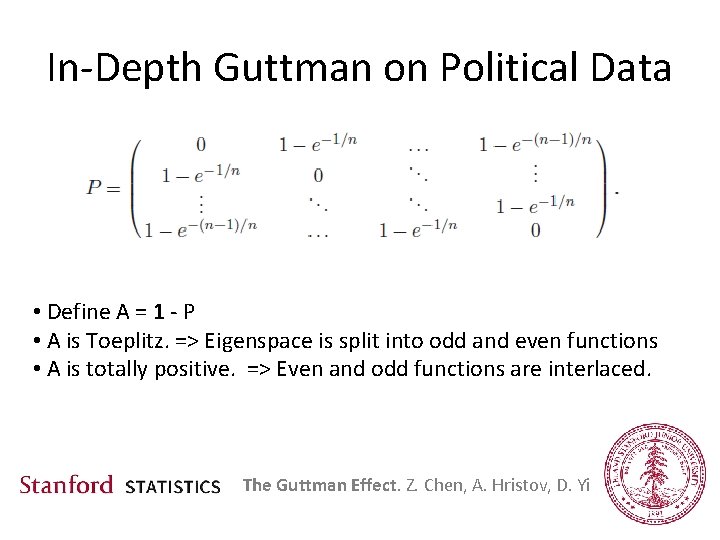 In-Depth Guttman on Political Data • Define A = 1 - P • A