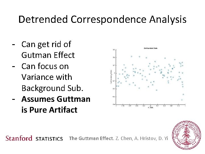 Detrended Correspondence Analysis - Can get rid of Gutman Effect - Can focus on