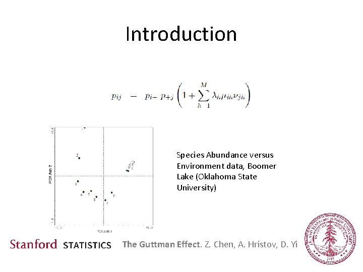 Introduction Species Abundance versus Environment data, Boomer Lake (Oklahoma State University) The Guttman Effect.