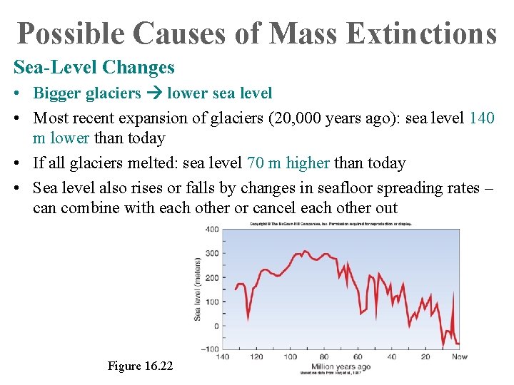 Possible Causes of Mass Extinctions Sea-Level Changes • Bigger glaciers lower sea level •