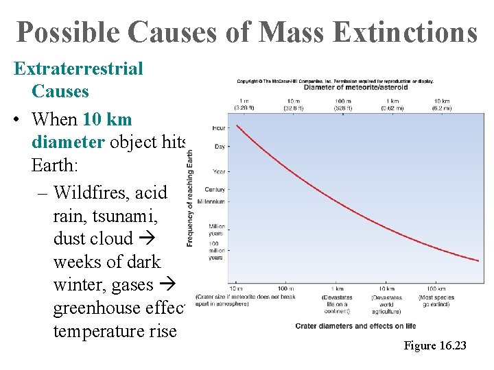 Possible Causes of Mass Extinctions Extraterrestrial Causes • When 10 km diameter object hits