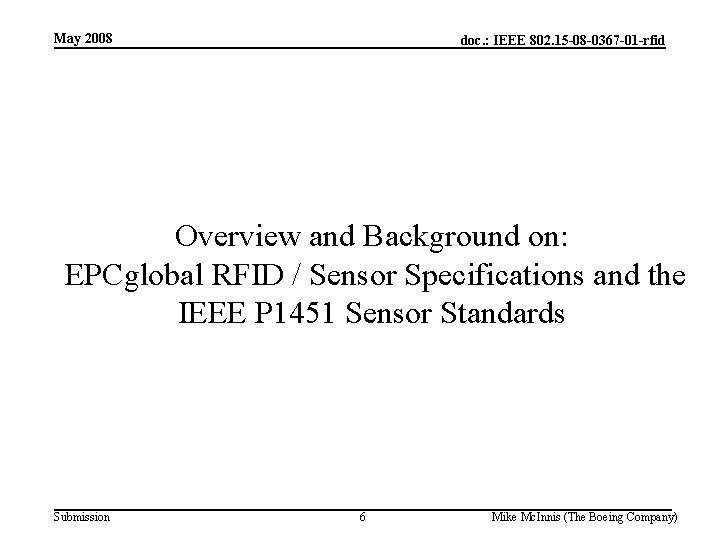 May 2008 doc. : IEEE 802. 15 -08 -0367 -01 -rfid Overview and Background