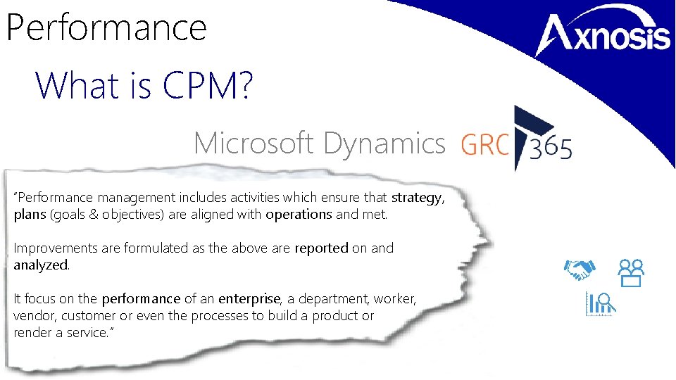 Performance What is CPM? Microsoft Dynamics “Performance management includes activities which ensure that strategy,