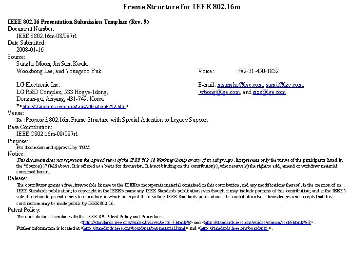 Frame Structure for IEEE 802. 16 m IEEE 802. 16 Presentation Submission Template (Rev.