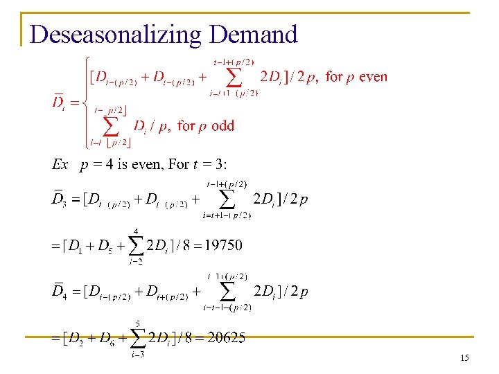 Deseasonalizing Demand 15 