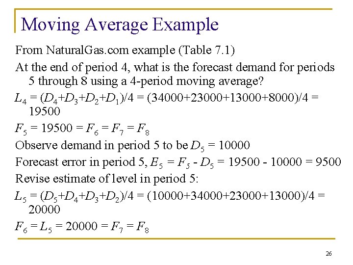 Moving Average Example From Natural. Gas. com example (Table 7. 1) At the end
