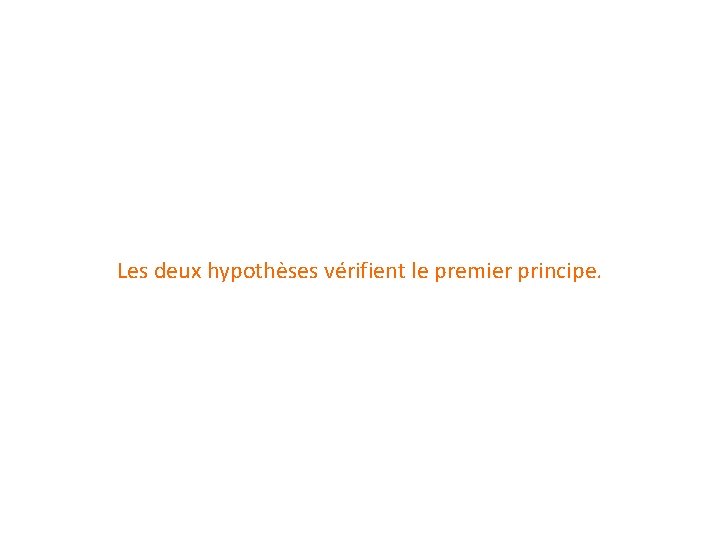 Les deux hypothèses vérifient le premier principe. Les deux hypothèses vérifient le premier principe.