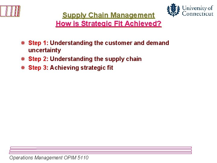 Supply Chain Management How is Strategic Fit Achieved? ¯ Step 1: Understanding the customer