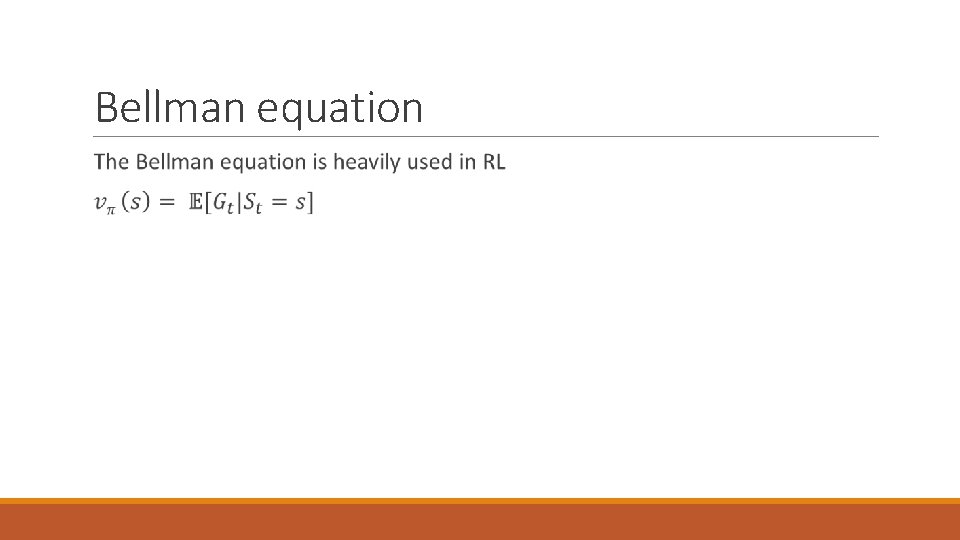 Bellman equation 