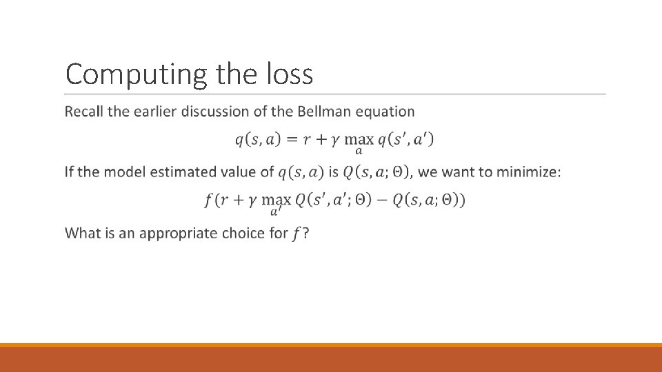 Computing the loss 