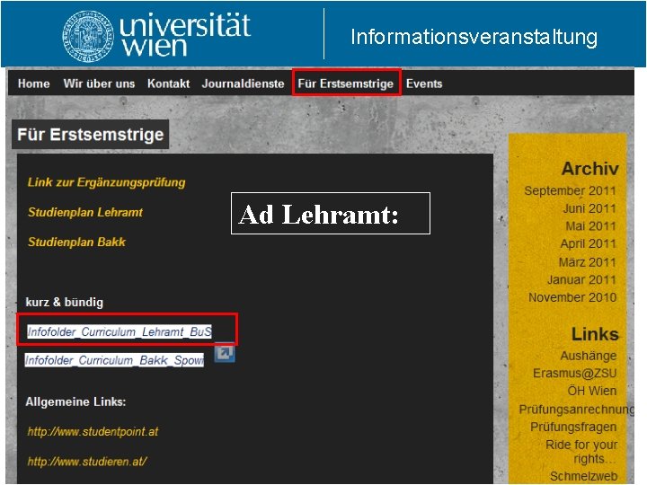 Informationsveranstaltung Ad Lehramt: Informationsveranstaltung Ad Lehramt: