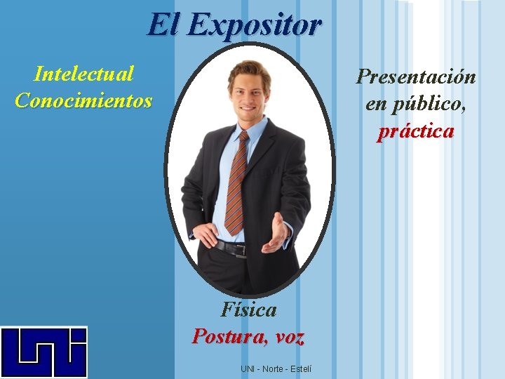 El Expositor Intelectual Conocimientos LOGO www. themegallery. com Presentación en público, práctica Física Postura, El Expositor Intelectual Conocimientos LOGO www. themegallery. com Presentación en público, práctica Física Postura,